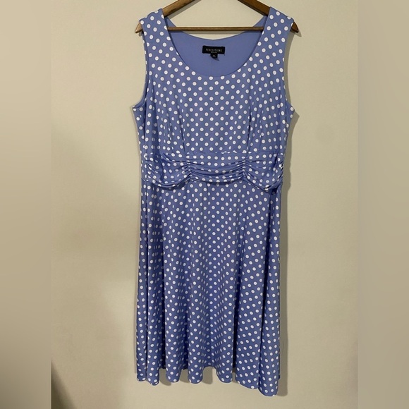 Perceptions - Blue and White Polka Dots Dress - Picture 2 of 12